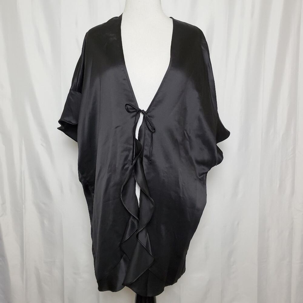 Victoria's Secret Black Silky Robe One Size